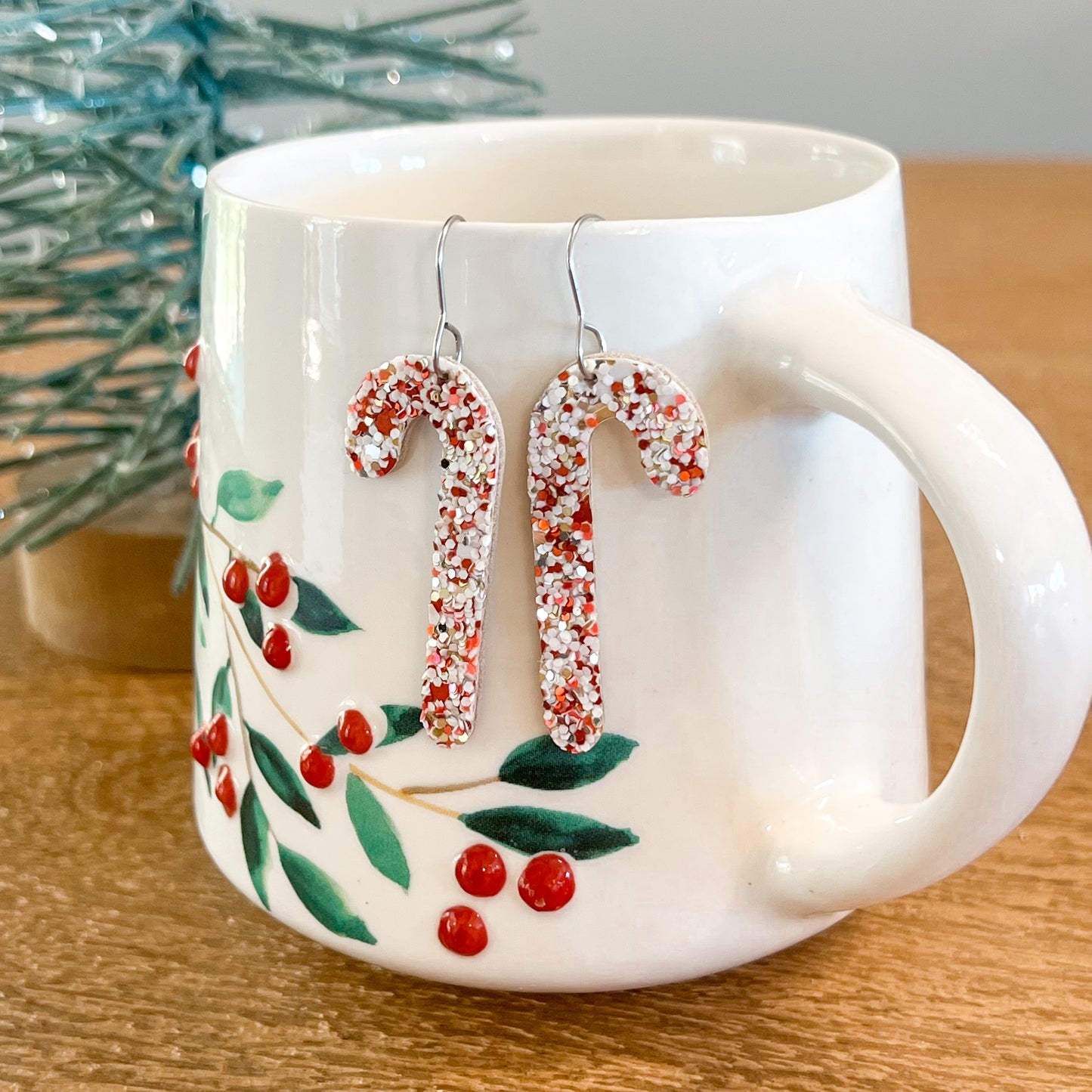 Candy Cane Glitter Earrings