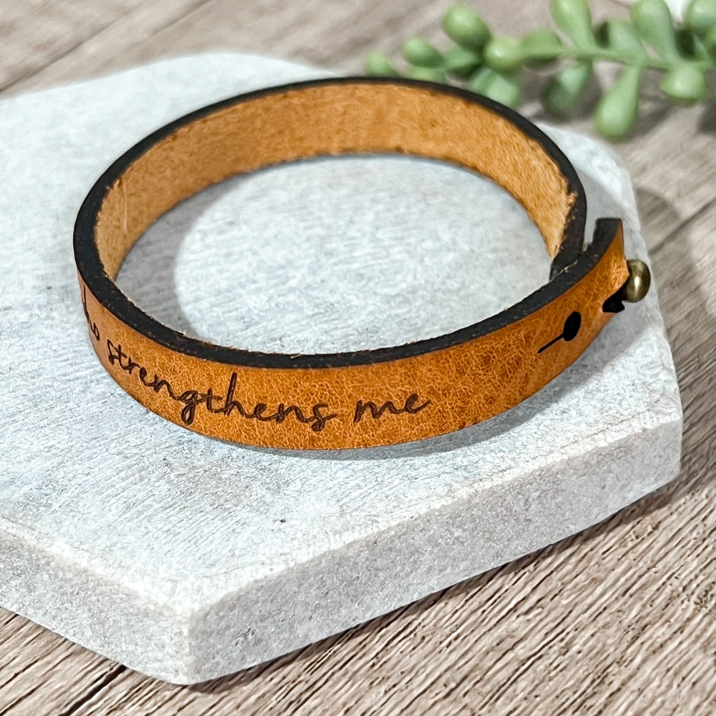 “I Can Do All Things Through Christ” Leather Bracelet