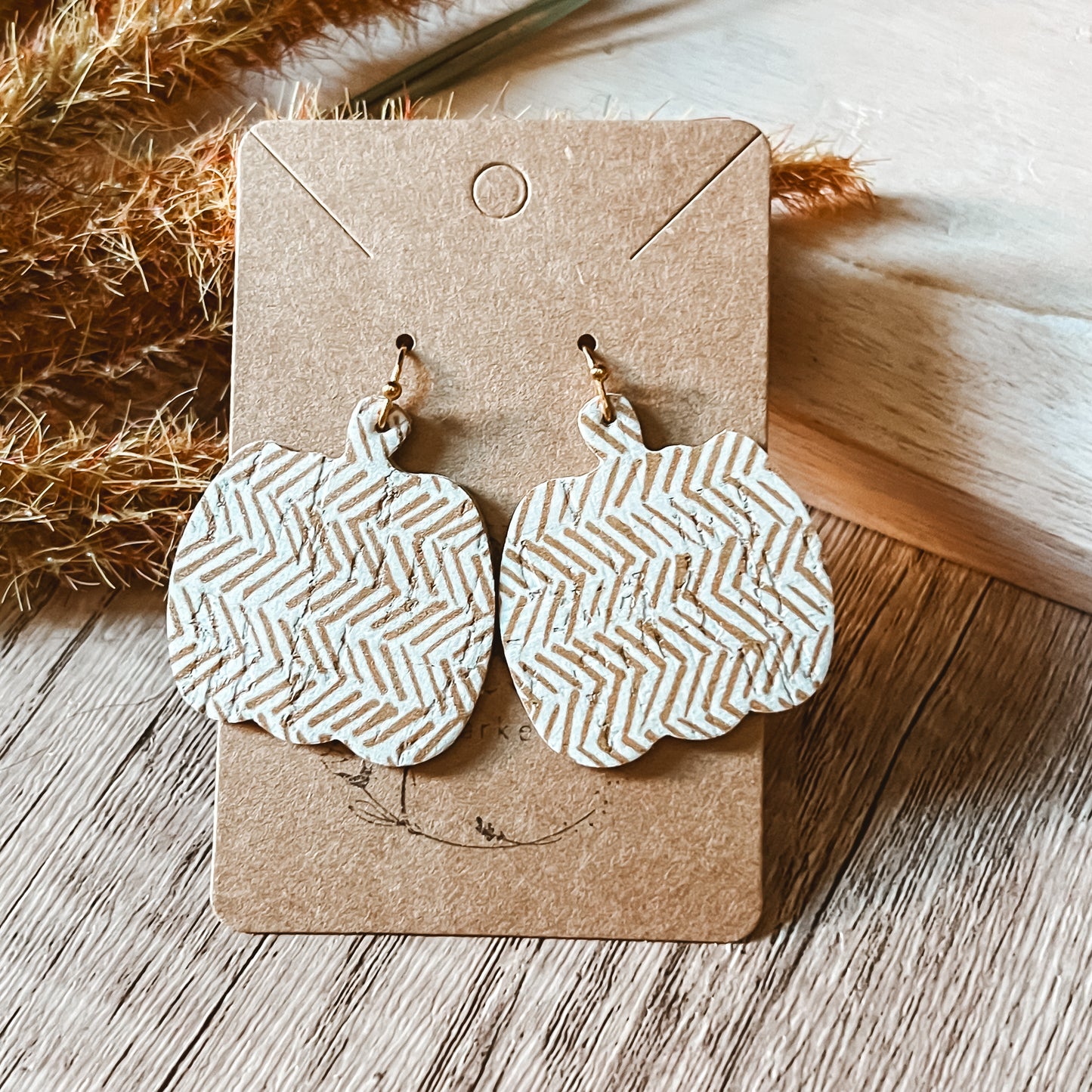 Honey Broken Chevron Pumpkin Earrings