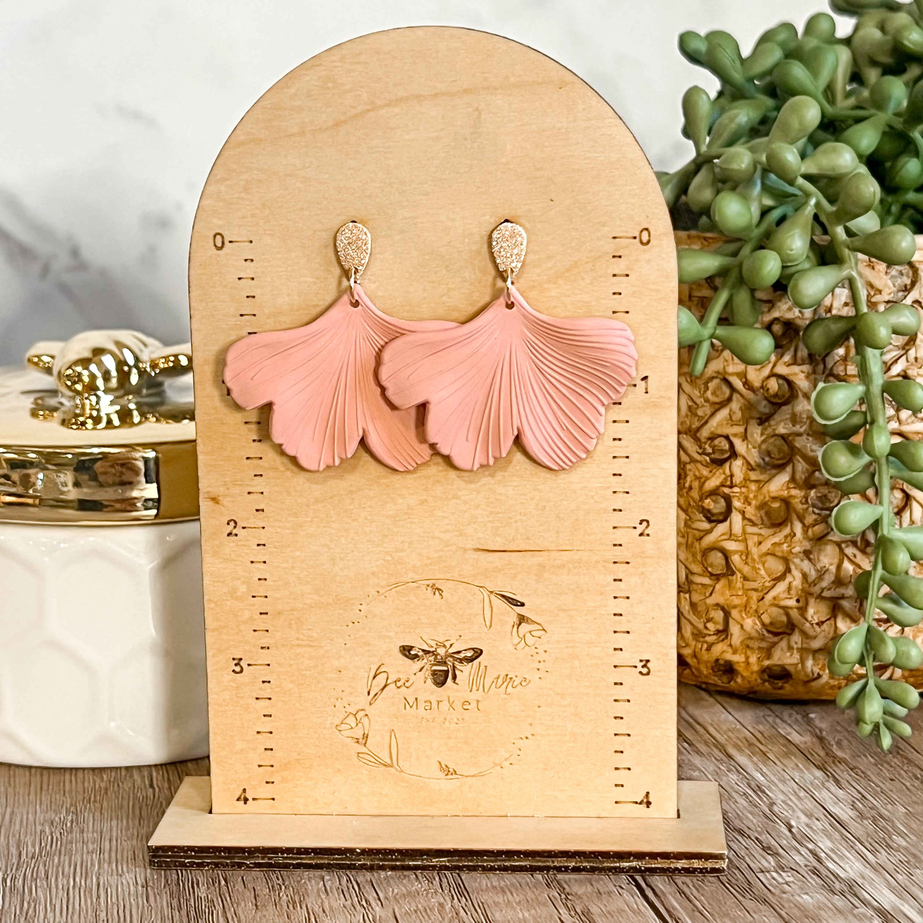 Brittney Blush Leaf Drop Earrings