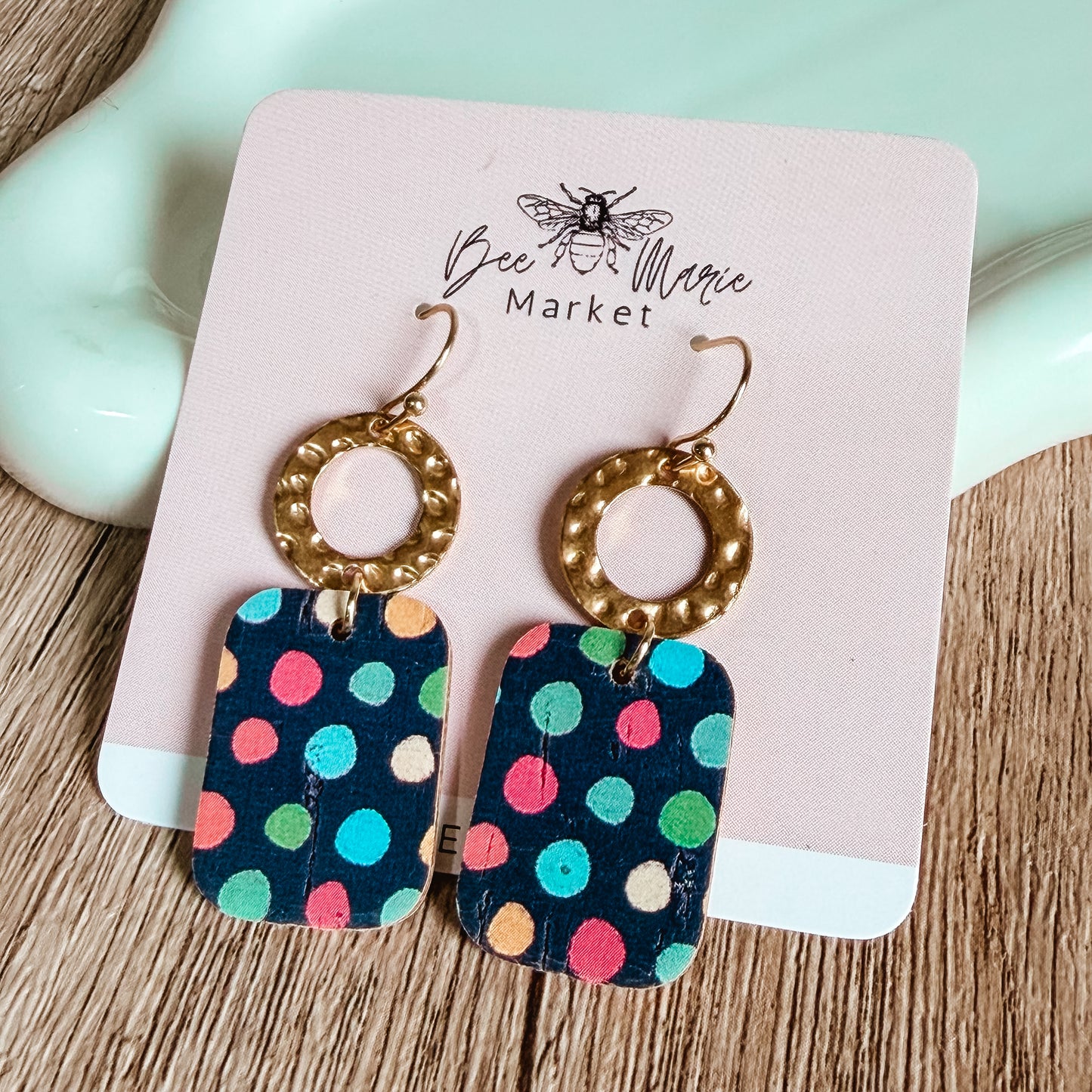 Confetti Dot Leather Drop Earrings