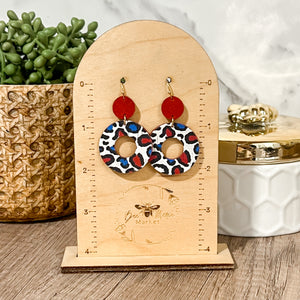 Red, White & Blue Animal Print Hoops