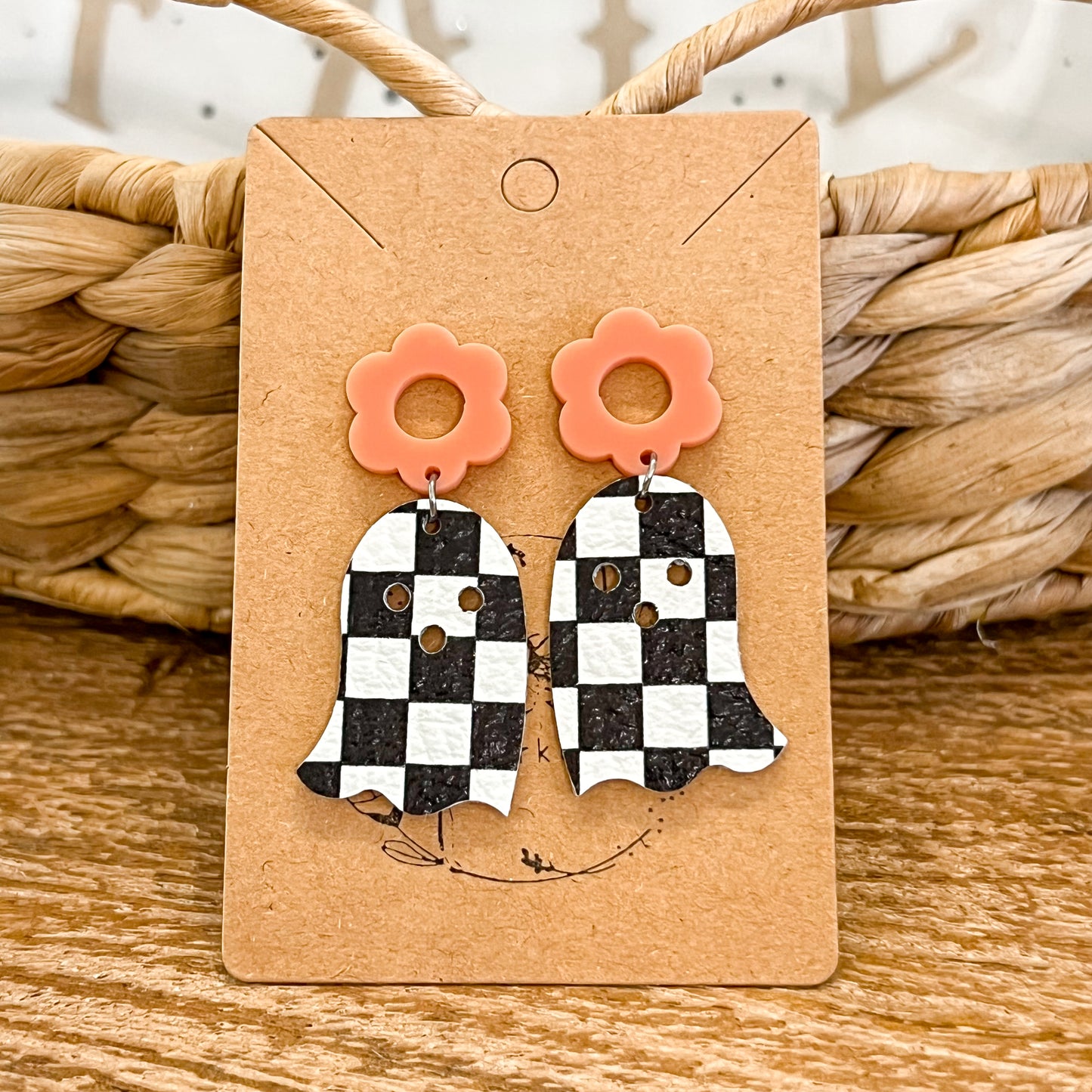 Checkered Boo Blooms Earrings