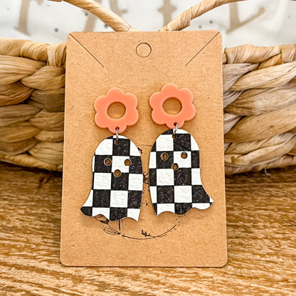 Checkered Boo Blooms Earrings