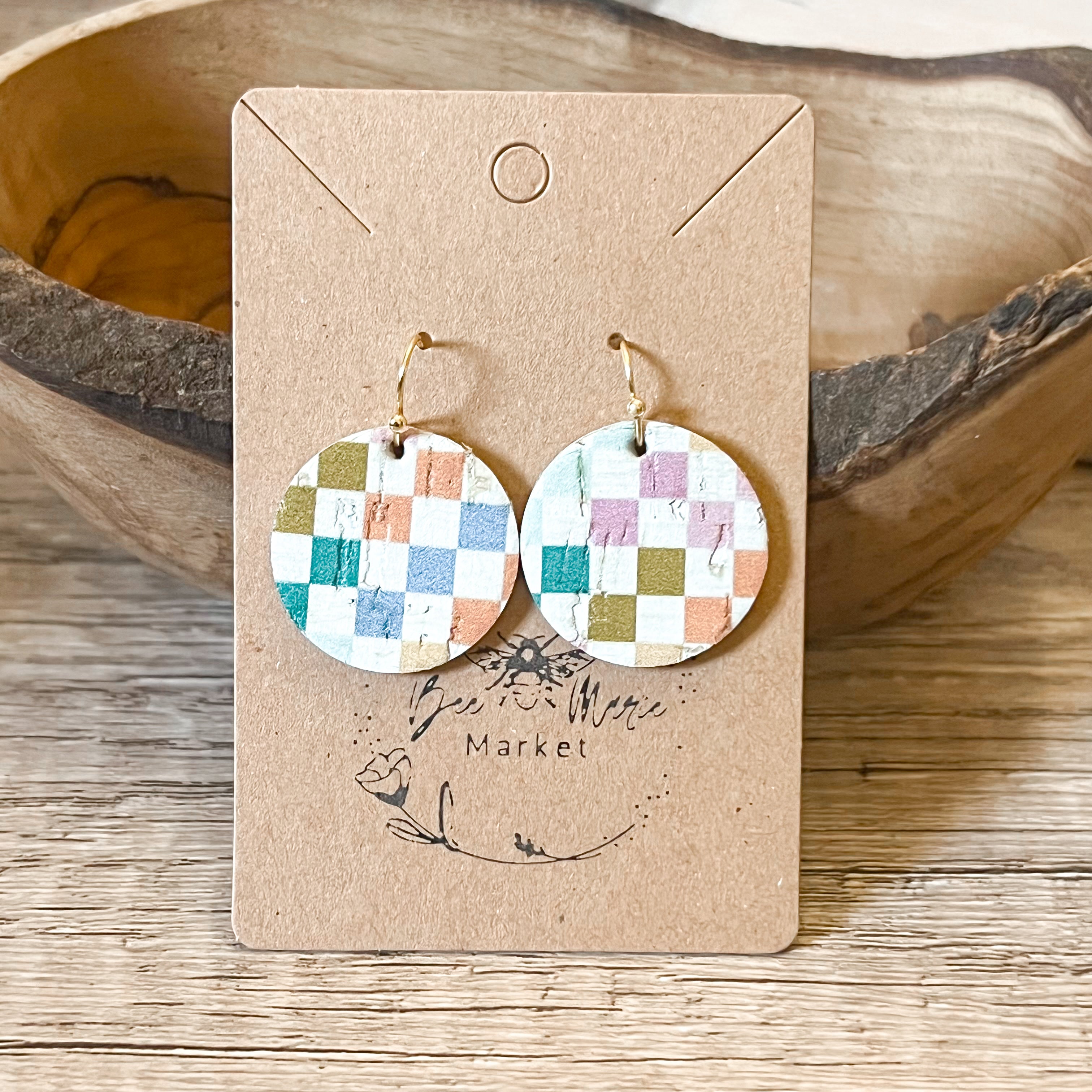 Candy Checkered Round Earrings