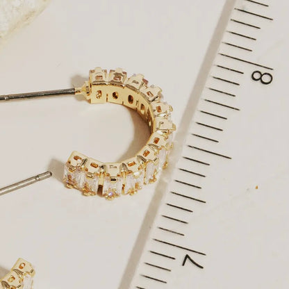 Mini Baguette Rhinestone Judy Hoop Earrings