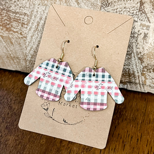 Plaid Ugly Christmas Sweater Earrings