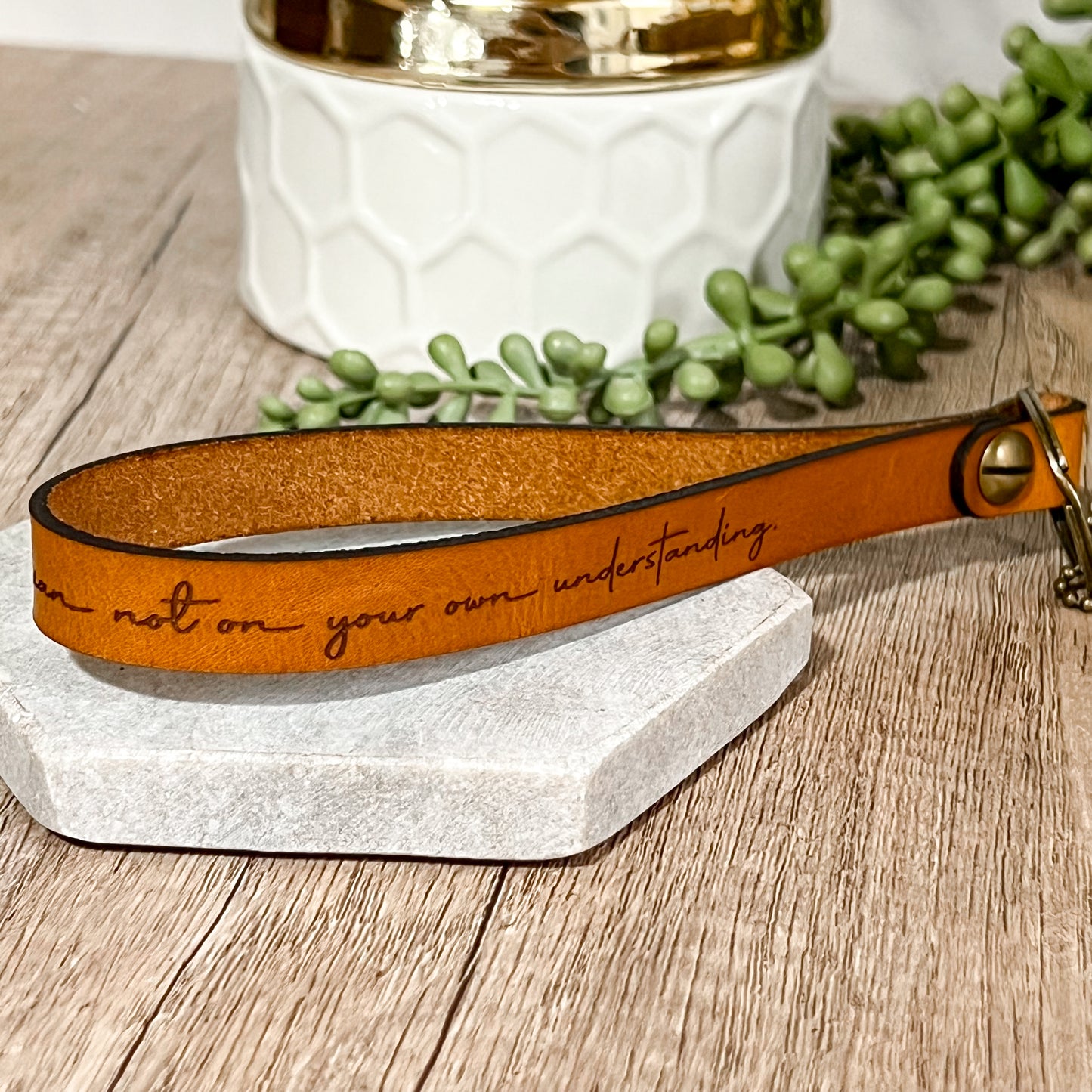 Trust in the Lord - Proverbs 3:5 Leather Wristlet Keychain