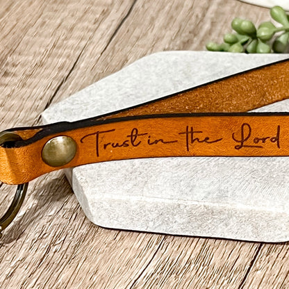 Trust in the Lord - Proverbs 3:5 Leather Wristlet Keychain