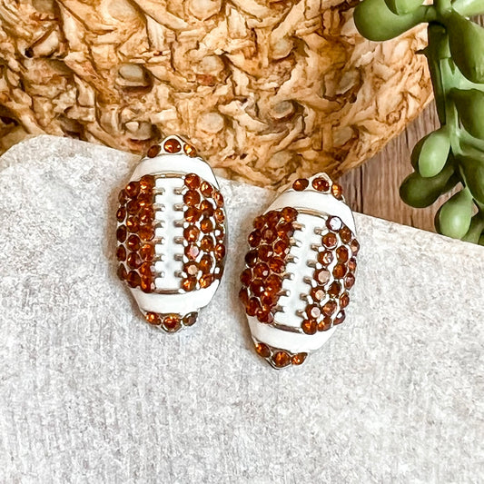 Rhinestone Football Stud Earrings