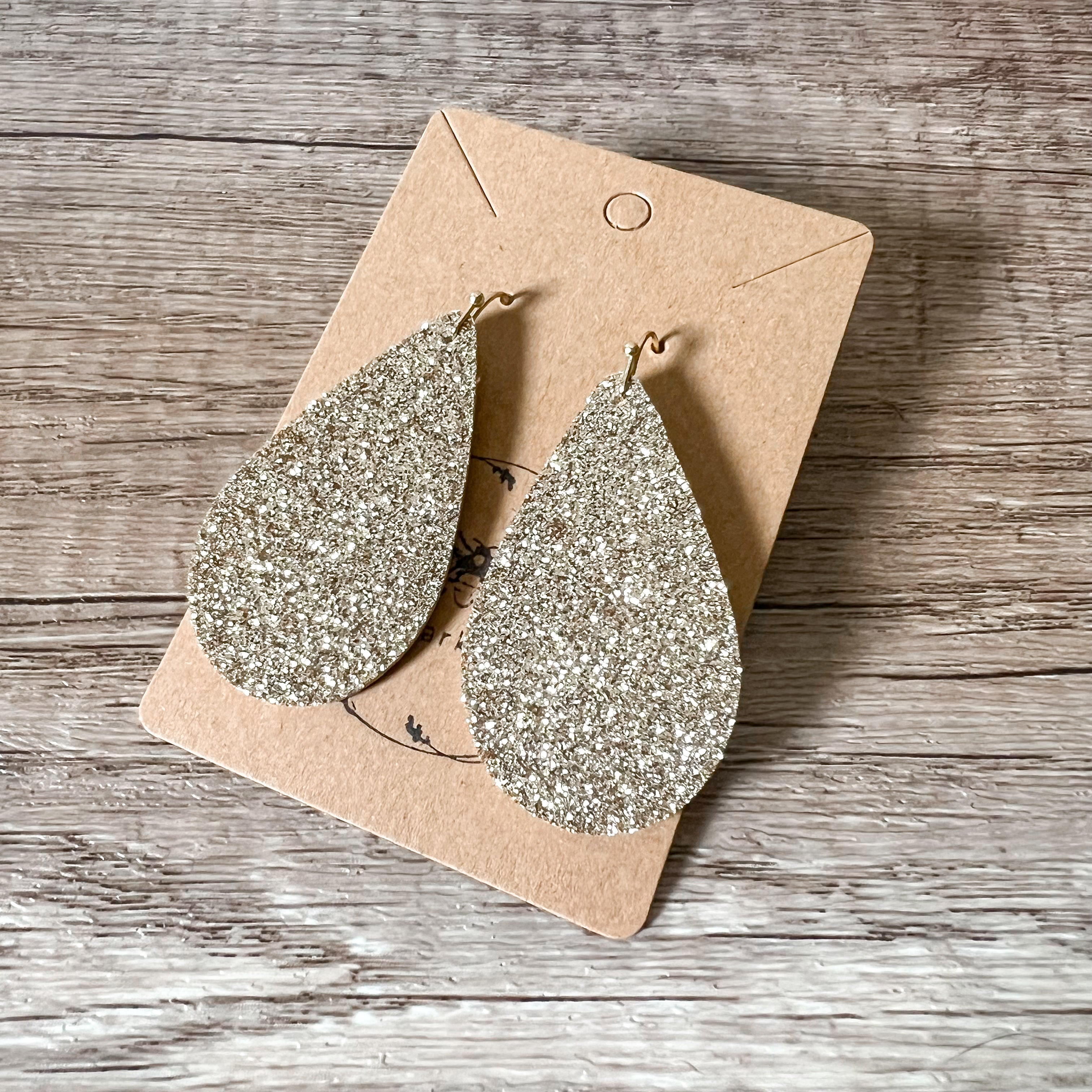 Greta Gold Glitter Teardrop Earrings