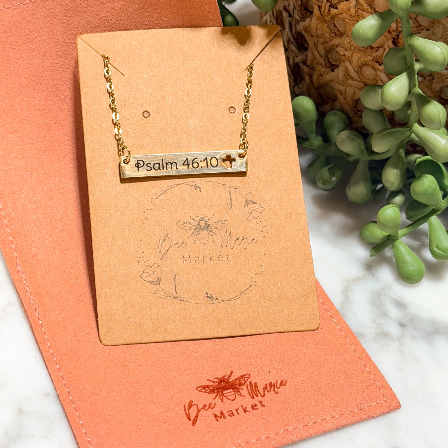 The Have Faith Cutout Cross Engraved Bar Necklace