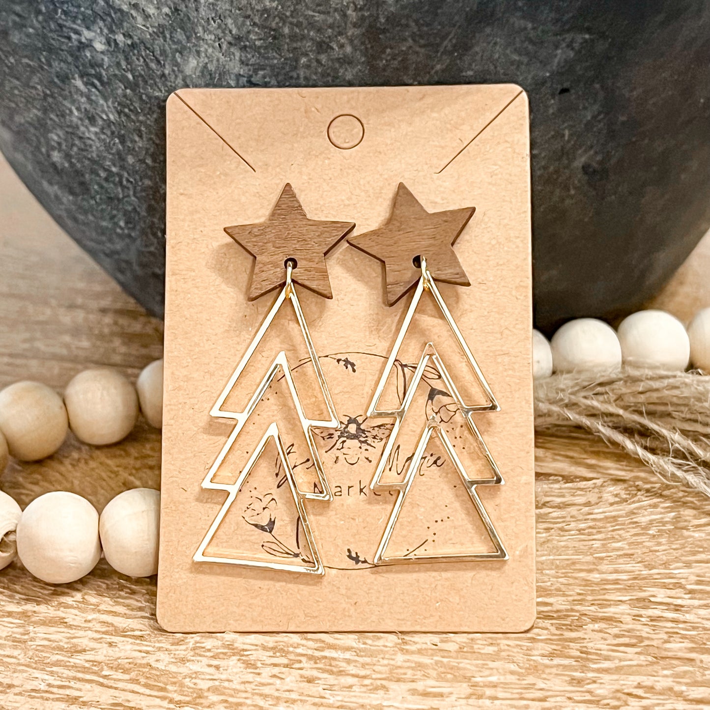 Gold Metal Christmas Tree Dangles