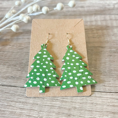 Cristina Genuine Leather Christmas Tree Earrings