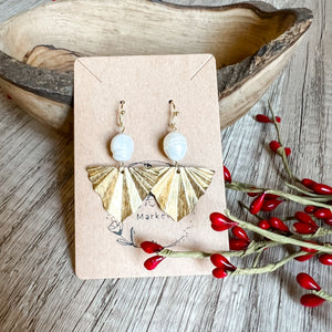 Gabriel Gold Leaf Arrow & Pearl Drop Earrings