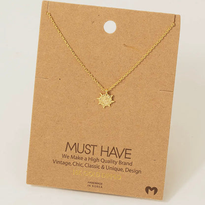 Dainty Gold Sun Charm Necklace