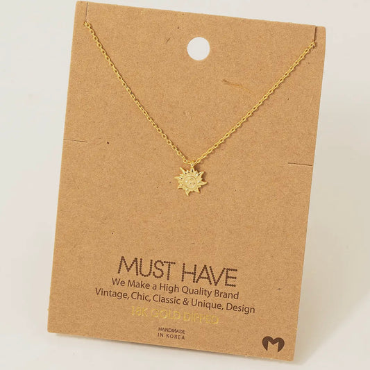 Dainty Gold Sun Charm Necklace