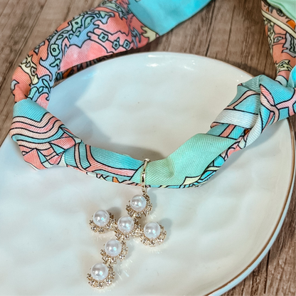 Pearl Cross Scarf Necklace