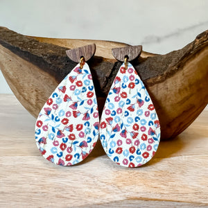 Reba Red White & Blue Handmade Teardrop Earring