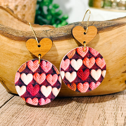 Embroidered Heart Dangle Earrings