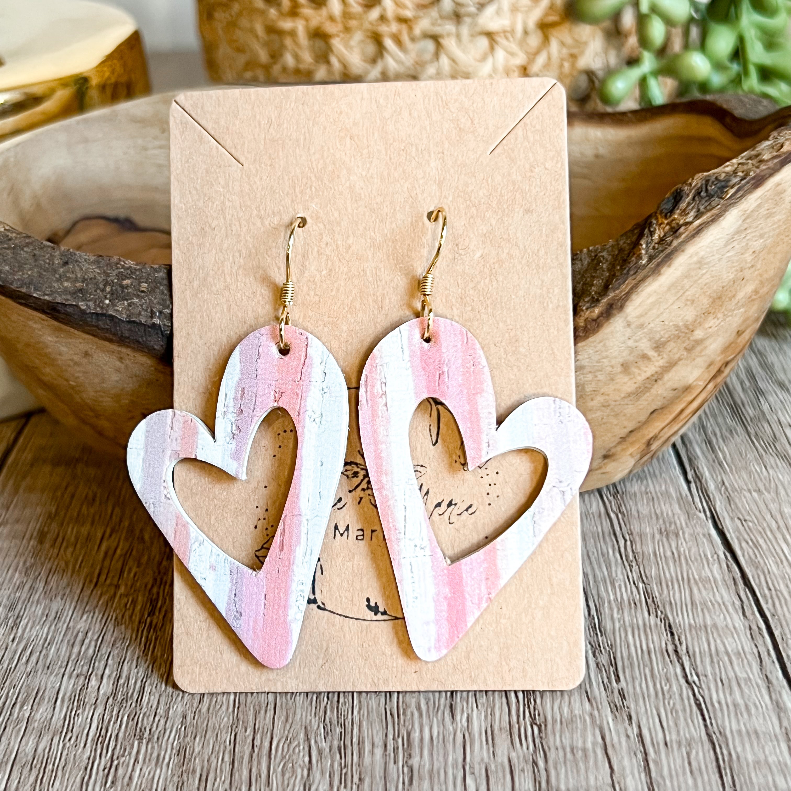 Susan Striped Pastel Open Heart Earrings