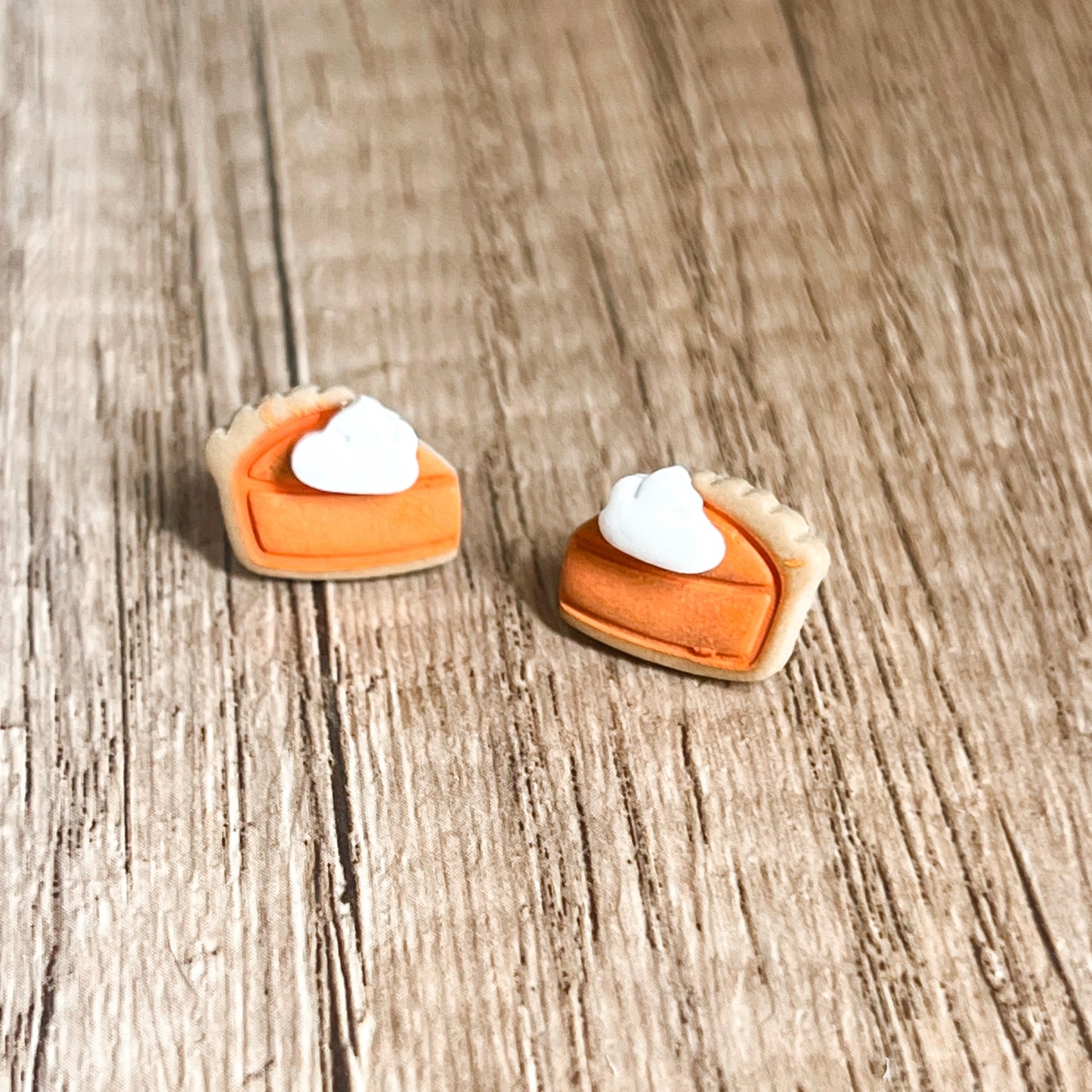 Handmade Clay Pumpkin Pie Stud Earrings