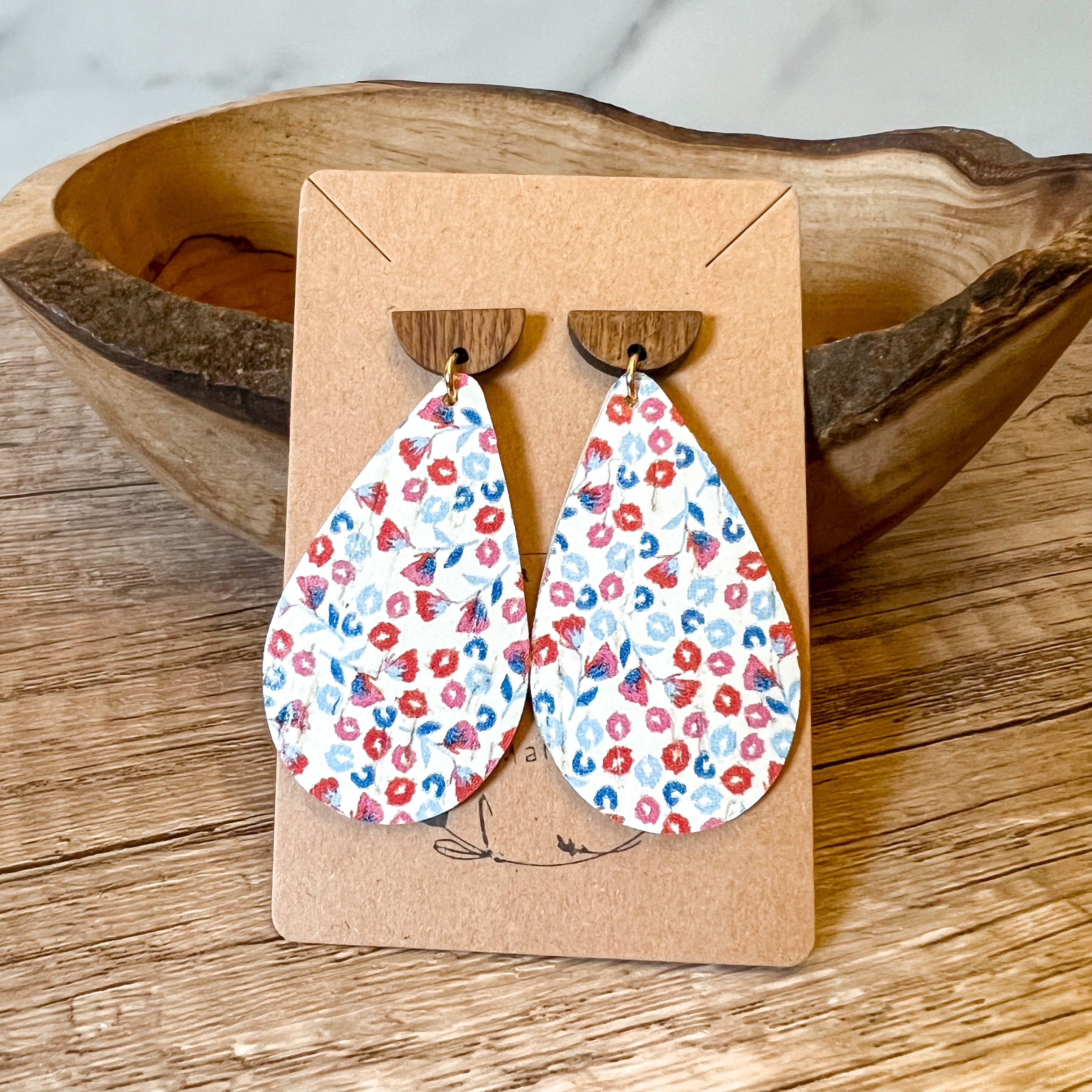 Reba Red White & Blue Handmade Teardrop Earring