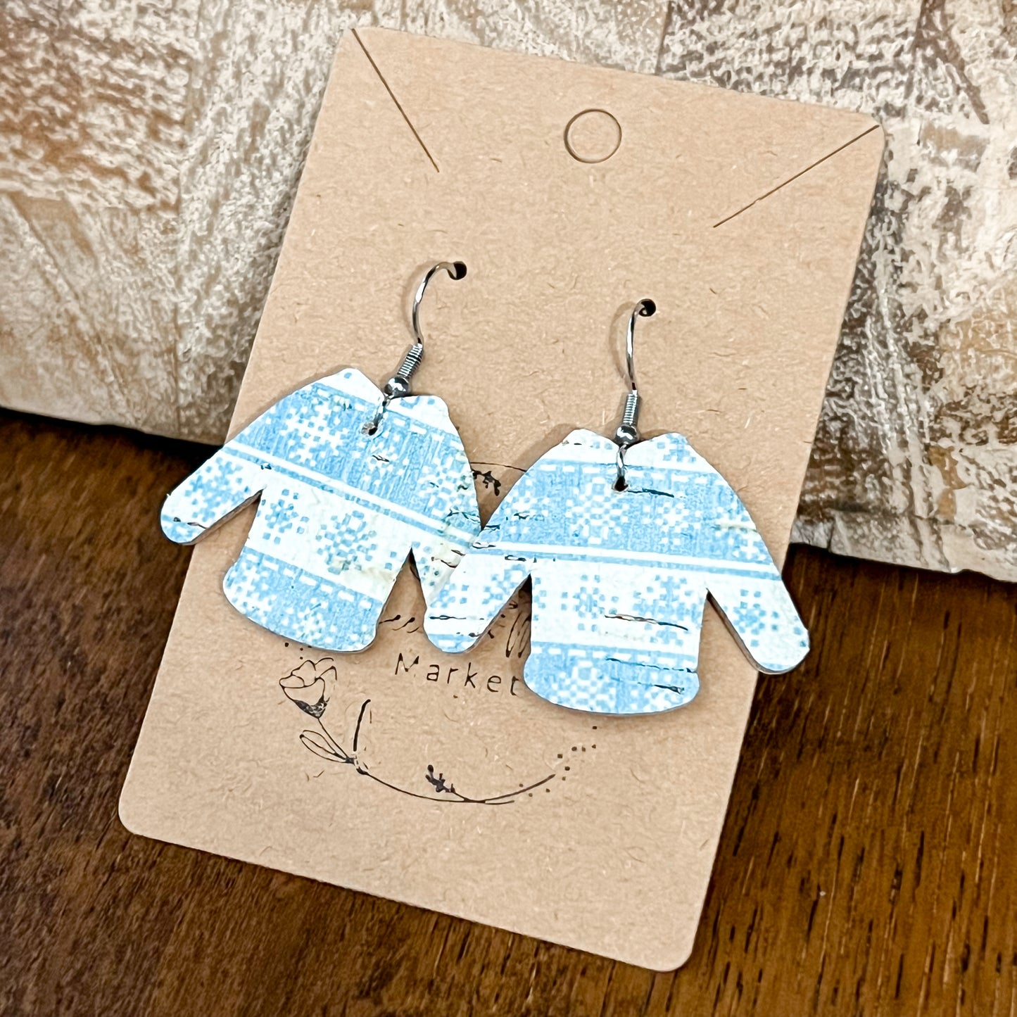 Blue Snowflake Ugly Christmas Sweater Earrings