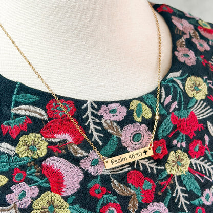 The Have Faith Cutout Cross Engraved Bar Necklace
