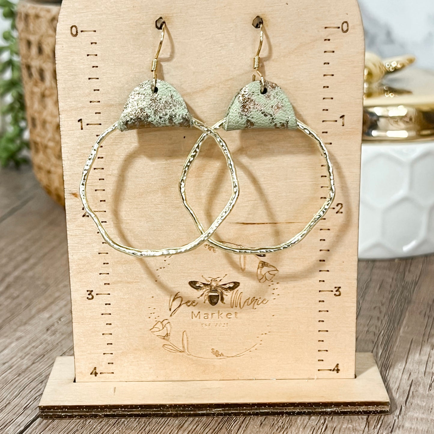 Summer Sage Gold Statement Hoops