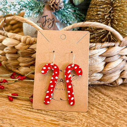 Peppermint Doodle Dot Candy Cane Earrings