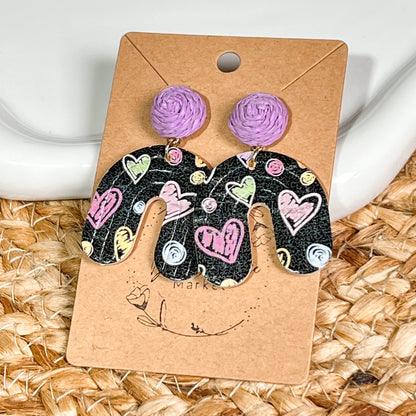 Heart Doodle Arch Earrings