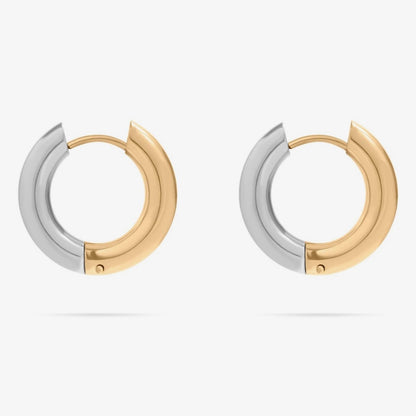Two Tone Waterproof Huggie Hoops