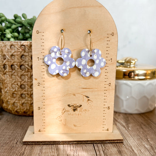 Levendar Doodle Dot Flower Earrings