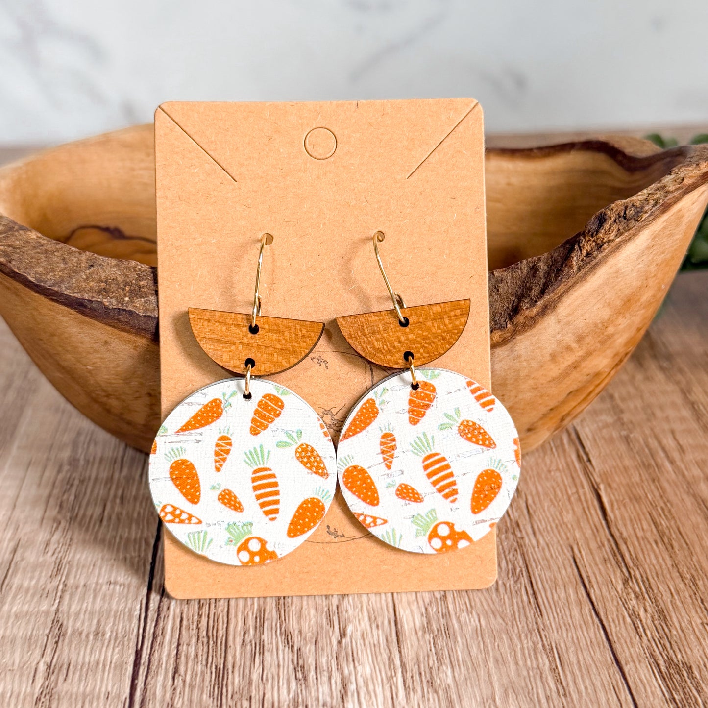 Carrot Patch Leather Earrings