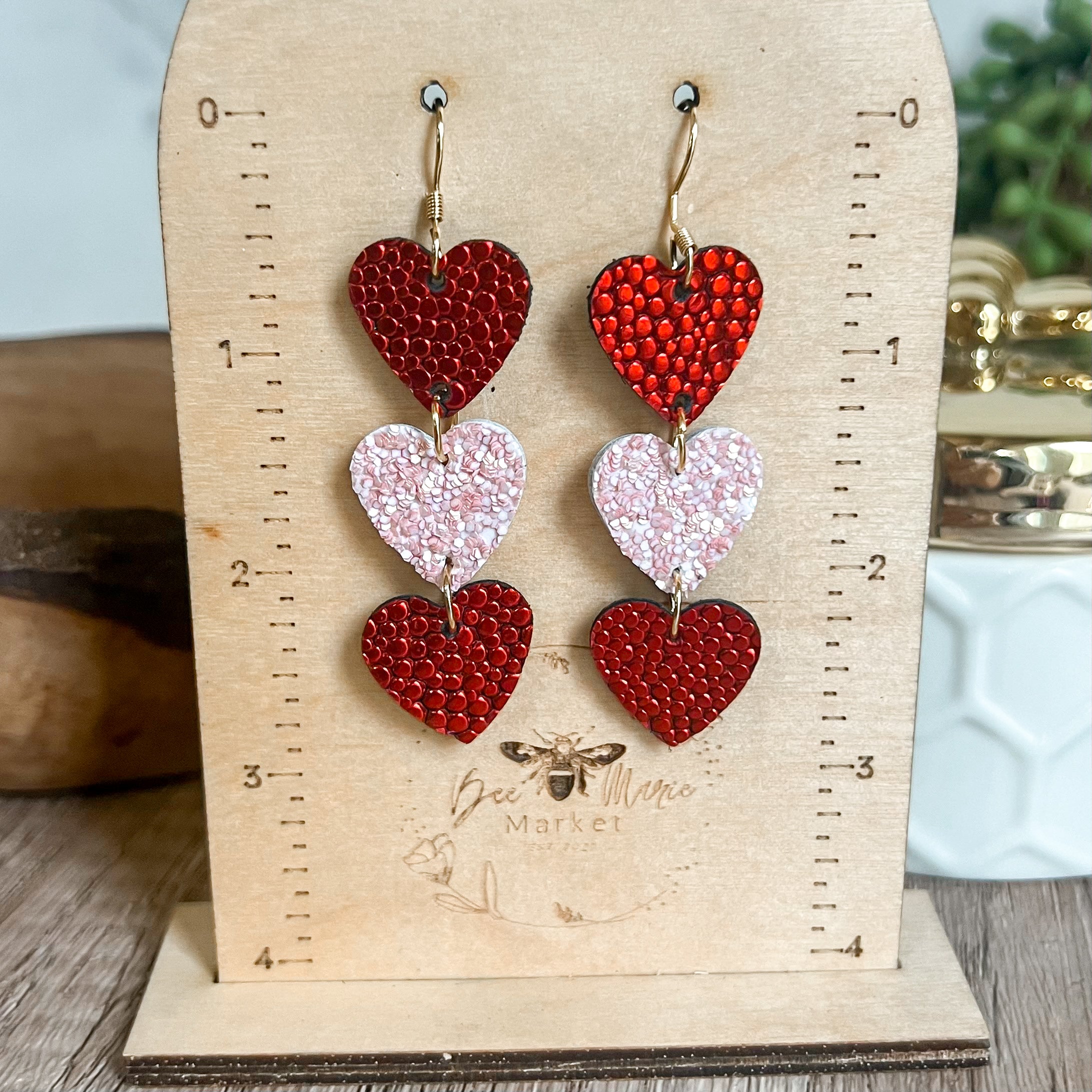 Penny Pebbled Heart Drop Earrings