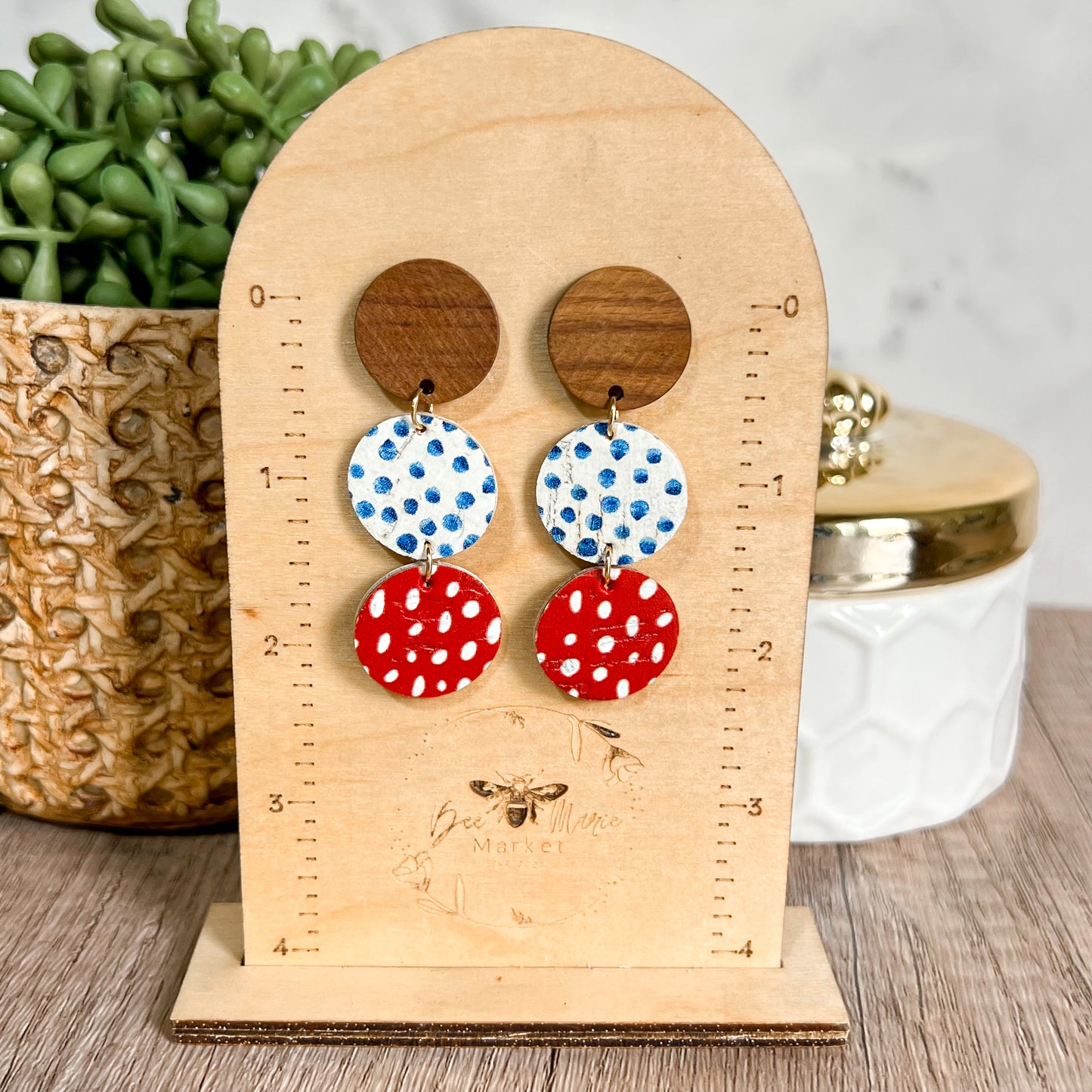 Red, White & Blue Polka Dot Tiered Drops