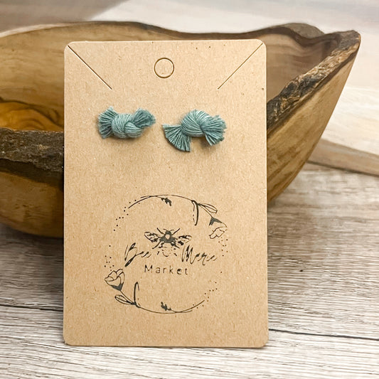 Fringe Knot Stud Earrings - Mint