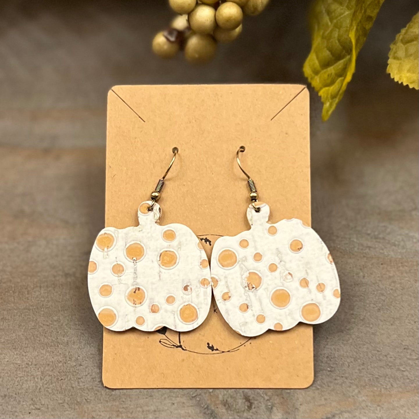 Genuine Leather Pumpkin Earrings