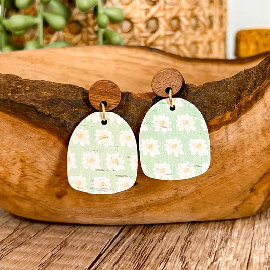 Mint Daisy Arch Earrings