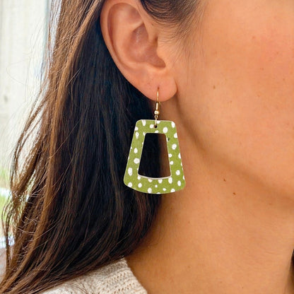Lime Doodle Dot Hoop Earrings