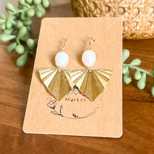 Gabriel Gold Leaf Arrow & Pearl Drop Earrings