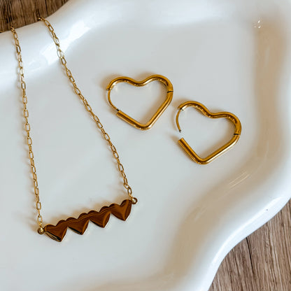 Gold Heart Hoop Earrings