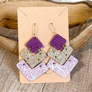 Purple Paisley Sparkle Stack Earrings