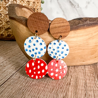 Red, White & Blue Polka Dot Tiered Drops