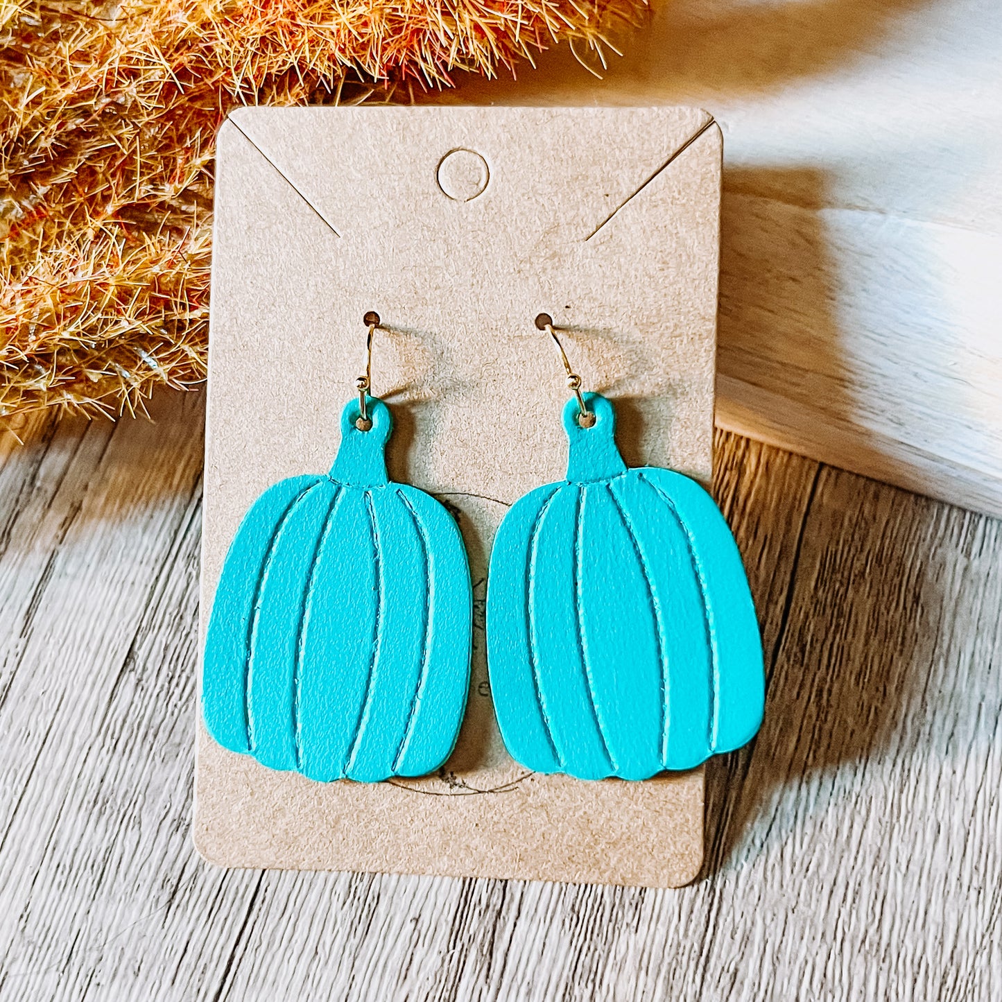 Turquoise Embossed Pumpkin Earrings