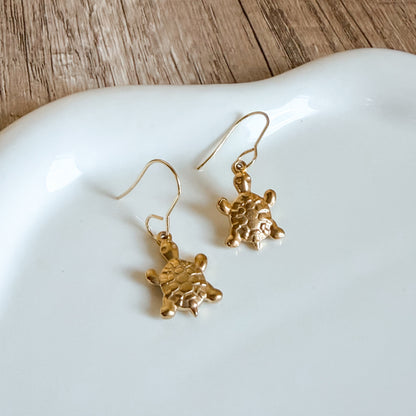 Waterproof Sea Turtle Earrings - Silver or Gold