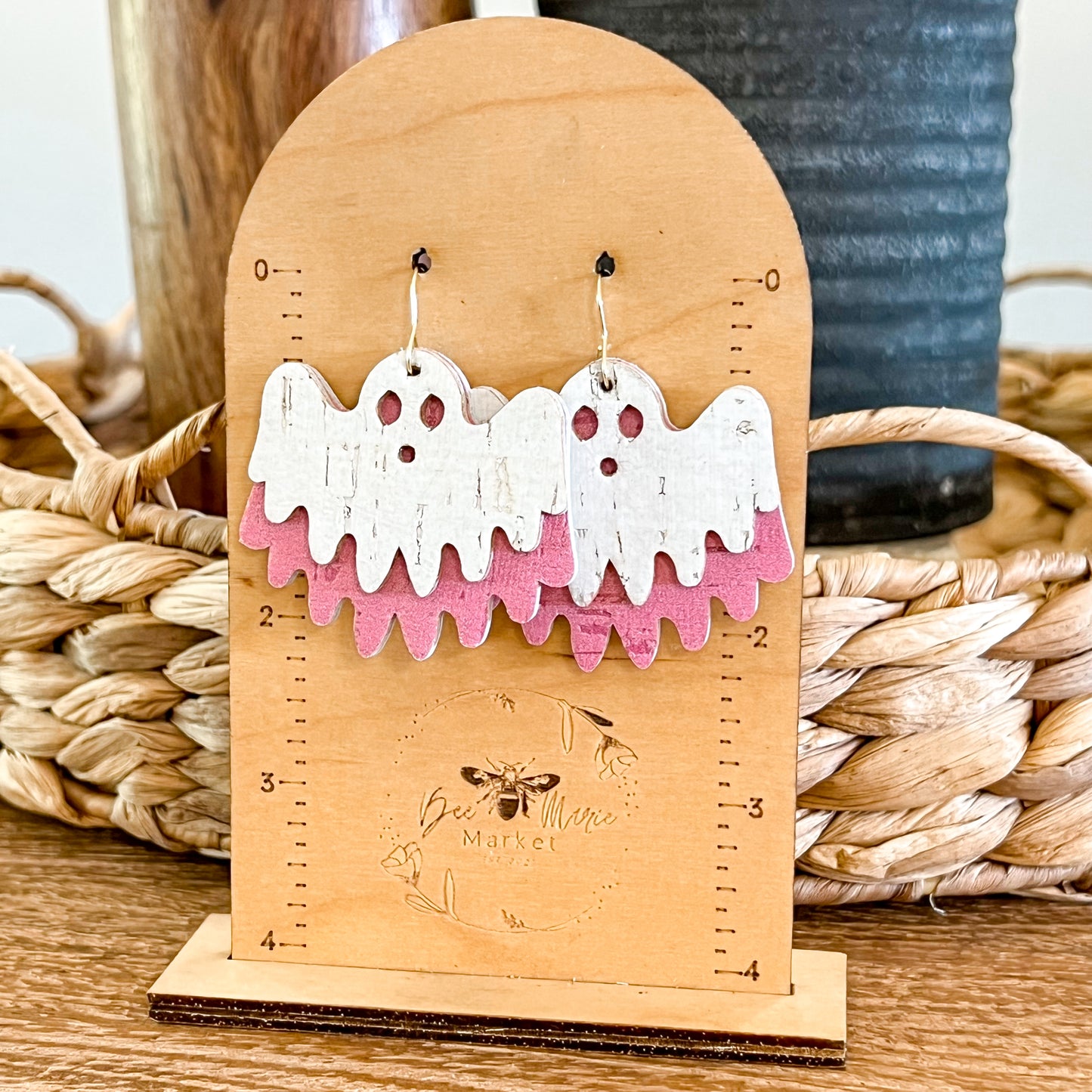 Pink Ghost Sheet Earrings