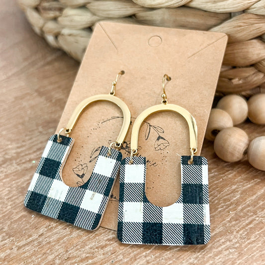 Luxe Buffalo Check Arch Earrings