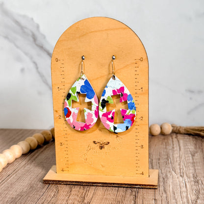 Bold Floral Cutout Cross Earrings